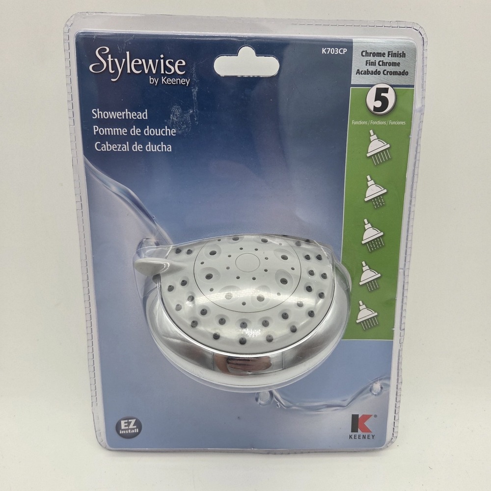 KEENEY K703CP STYLEWISE 5-FUNCTION SHOWERHEAD New In Package